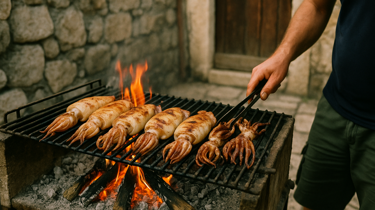Tradicionalna priprema lignji na žaru na dalmatinskom roštilju