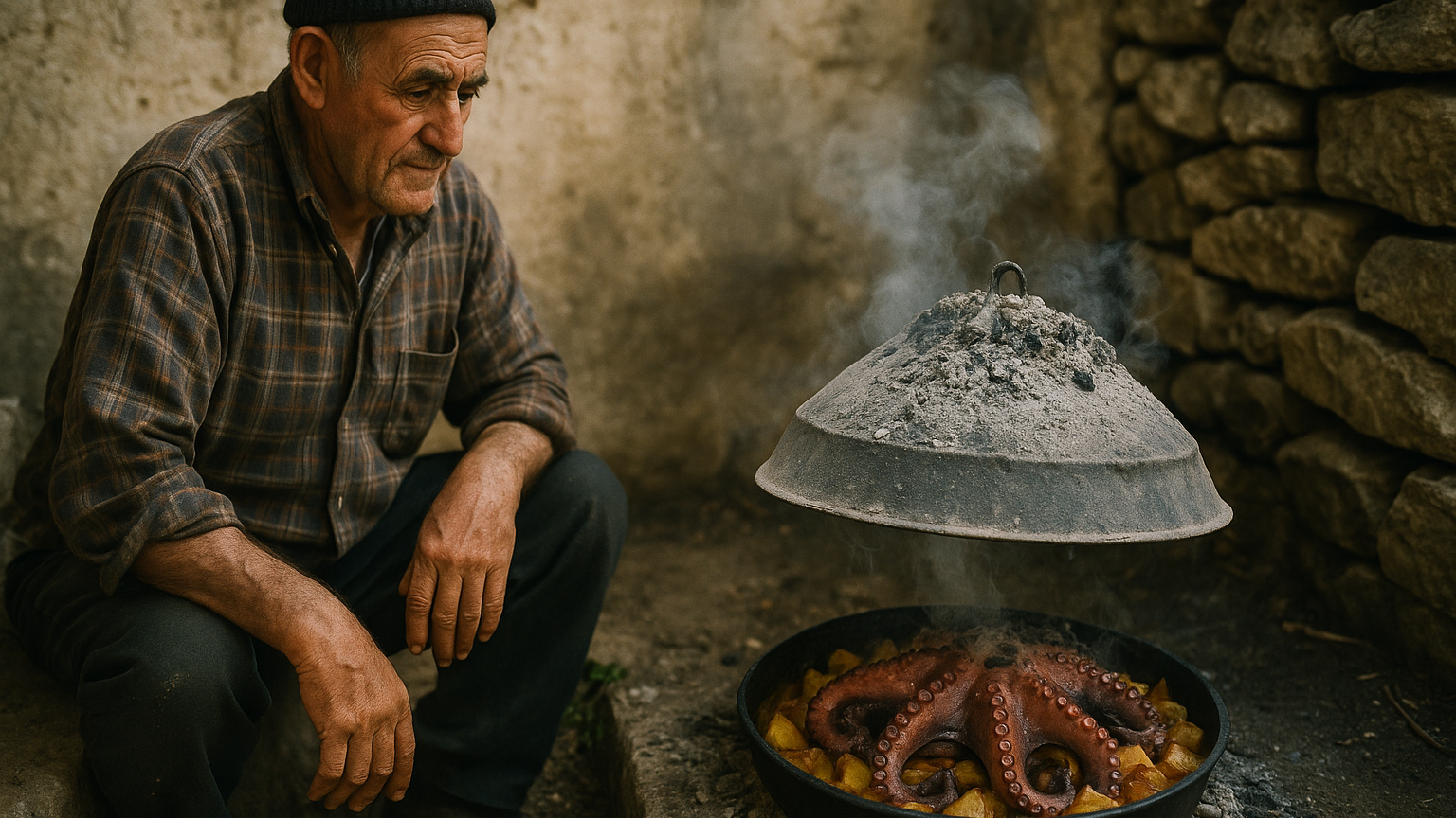 dalmatinska peka hobotnica ispod peke priprema