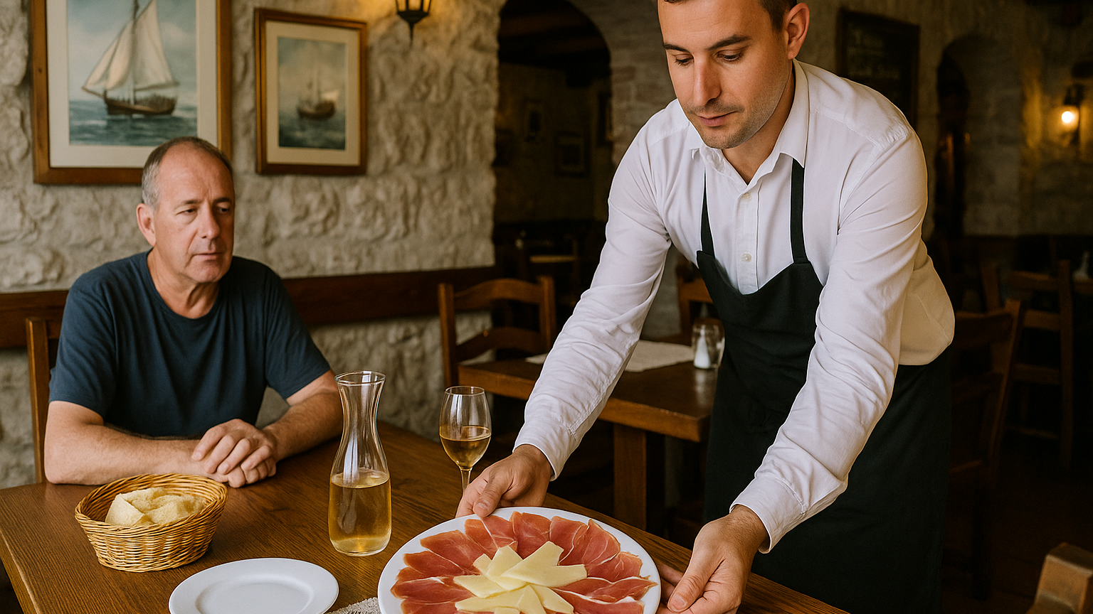 dalmatinska konoba u Zagrebu s pršutom i sirom na stolu